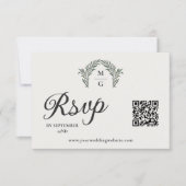 Arch Laurel Wreath Monogram QR Code UAWG Online RSVP Karte (Vorderseite)
