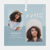 Arch Light Blue Zwei-Foto-Abschluss Ornament Aus Glas (Rückseite)