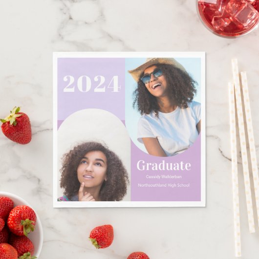 Arch Lila Zwei-Foto-Abschluss Serviette (Beispiel)