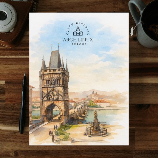 Arch Linux, Prag, Tschechien  | Wasserfarbe Postkarte