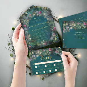 Arch-Märchenhochzeit der verzauberten Rose des Wal All In One Einladung