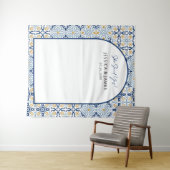 Arch Mediterranean Blue Tile Verlobung Hintergrund Wandteppich (Beispiel (Horizontal))