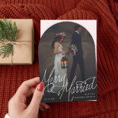 Arch Merry and Verheiratet Hand Lettering Foto Car Einladung