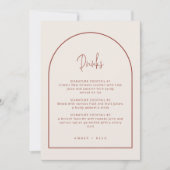 Arch Minimal Script Cream & Terracotta Drinks Menu Ankündigung (Vorderseite)