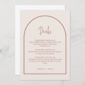 Arch Minimal Script Cream & Terracotta Drinks Menu Ankündigung (Vorne/Hinten)