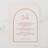 Arch Minimal Script Cream & Terracotta Drinks Menu Menükarte (Vorne/Hinten)