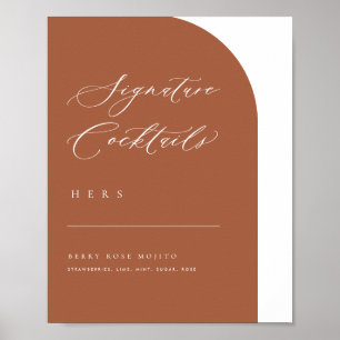 Arch Minimal Signature Cocktails Hochzeitmenü Bar Poster