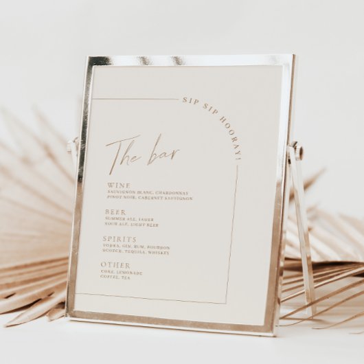 Arch Minimalistisch Calligraphy Wedding Bar Menu
