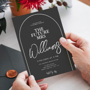 Arch Minimalistisch Elegantes Schwarz-weißes Braut Einladung