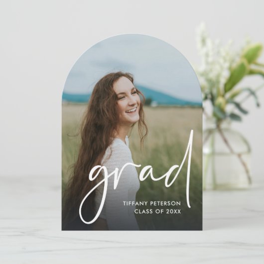 Arch Minimalistisch Foto Abschluss Einladung (Stehend Vorderseite)