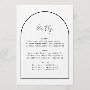 Arch Minimalistisch Simple Guest Name Wedding Menu Menükarte