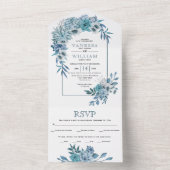 Arch mit aquamarinen, aquablauen Blumen, Blätter H All In One Einladung (Innen Boden)