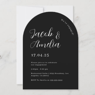 Arch Modern Black Engagement Party Einladung