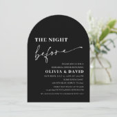 Arch Modern Black Night Before Probe Dinner Einladung (Stehend Vorderseite)