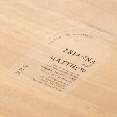 Arch Modern Black & White Minimalistisch Wedding Acryleinladungen (Ablage )