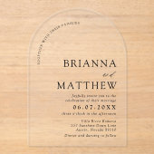 Arch Modern Black & White Minimalistisch Wedding Acryleinladungen (Vorderseite)