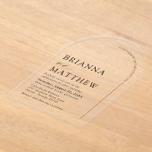 Arch Modern Black & White Minimalistisch Wedding Acryleinladungen (Ablage )