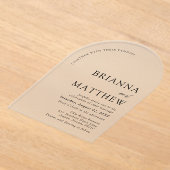 Arch Modern Black & White Minimalistisch Wedding Acryleinladungen (Ablage )