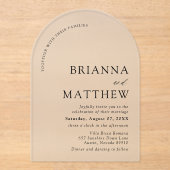 Arch Modern Black & White Minimalistisch Wedding Acryleinladungen (Vorderseite)