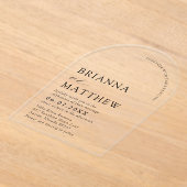 Arch Modern Black & White Minimalistisch Wedding Acryleinladungen (Ablage )