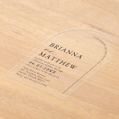 Arch Modern Black & White Minimalistisch Wedding Acryleinladungen (Ablage )