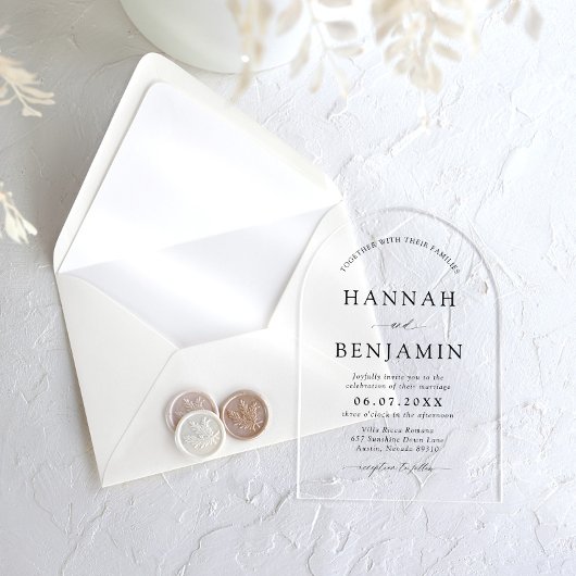 Arch Modern Black & White Minimalistisch Wedding Acryleinladungen