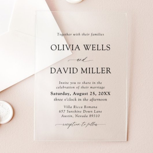 Arch Modern Black & White Minimalistisch Wedding Acryleinladungen