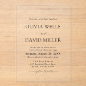 Arch Modern Black & White Minimalistisch Wedding Acryleinladungen (Vorderseite)