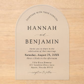 Arch Modern Black & White Minimalistisch Wedding Acryleinladungen (Vorderseite)