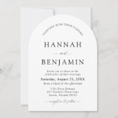 Arch Modern Black & White Minimalistisch Wedding Einladung (Vorderseite)