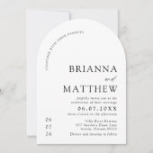 Arch Modern Black & White Minimalistisch Wedding Einladung (Vorderseite)