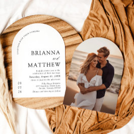 Arch Modern Black & White Minimalistisch Wedding Einladung