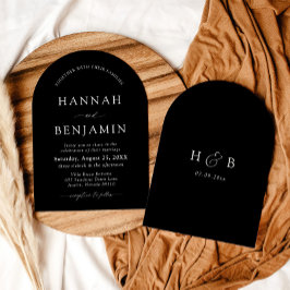 Arch Modern Black & White Minimalistisch Wedding Einladung