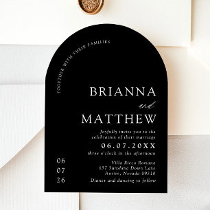 Arch Modern Black & White Minimalistisch Wedding Einladung
