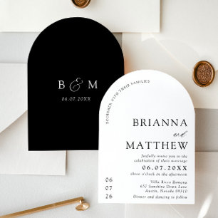 Arch Modern Black & White Minimalistisch Wedding Einladung