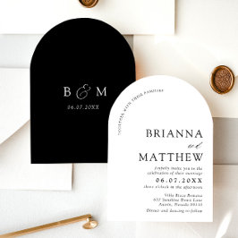Arch Modern Black & White Minimalistisch Wedding Einladung