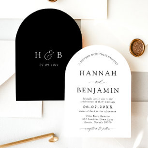 Arch Modern Black & White Minimalistisch Wedding Einladung