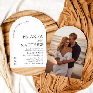 Arch Modern Black & White Minimalistisch Wedding Einladung