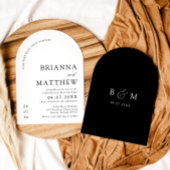 Arch Modern Black & White Minimalistisch Wedding Einladung