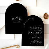 Arch Modern Black & White Minimalistisch Wedding Einladung