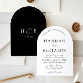 Arch Modern Black & White Minimalistisch Wedding Einladung