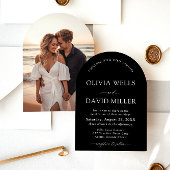 Arch Modern Black & White Minimalistisch Wedding Einladung