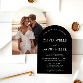Arch Modern Black & White Minimalistisch Wedding Einladung