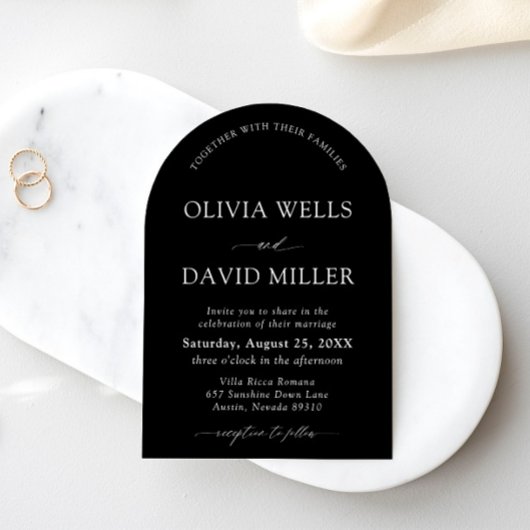 Arch Modern Black & White Minimalistisch Wedding Einladung