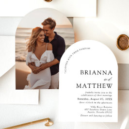 Arch Modern Black & White Minimalistisch Wedding Einladung