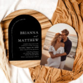Arch Modern Black & White Minimalistisch Wedding Einladung