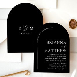 Arch Modern Black & White Minimalistisch Wedding Einladung