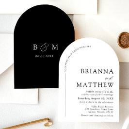 Arch Modern Black & White Minimalistisch Wedding Einladung