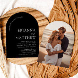 Arch Modern Black & White Minimalistisch Wedding Einladung