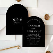 Arch Modern Black & White Minimalistisch Wedding Einladung